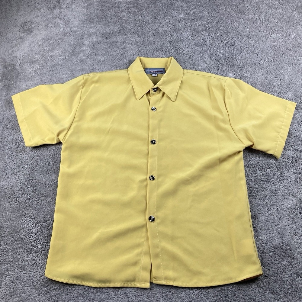 Lavana USA Shirt Buttons Womens 12 Yellow Short Sleeve